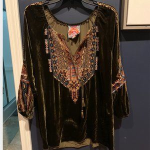 Johnny Was Long Sleeve Dark Green Shirt